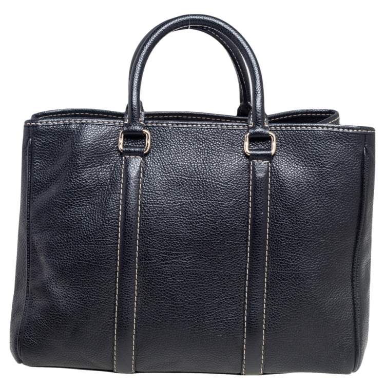 Pre Owned Carolina Herrera Black Leather Medium Matteo Tote