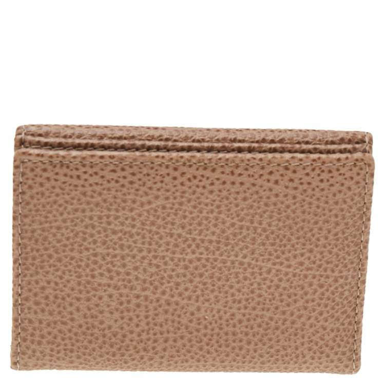 Pre Owned Carolina Herrera Beige Grained Leather Compact Wallet