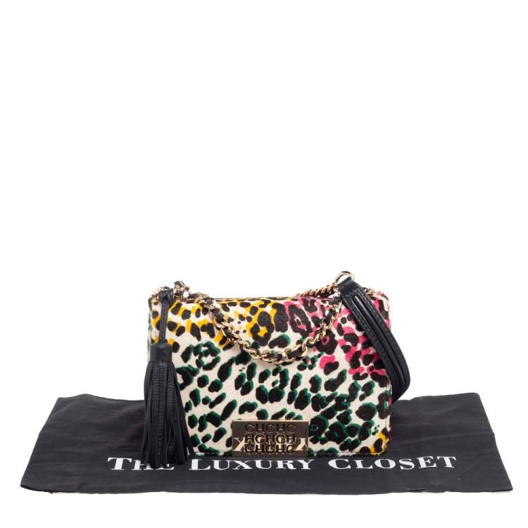 Pre Owned Carolina Herrera Multicolor Calf Hair Tassel Shoulder Bag