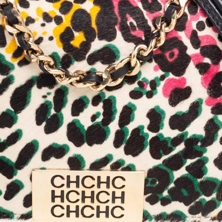 Pre Owned Carolina Herrera Multicolor Calf Hair Tassel Shoulder Bag