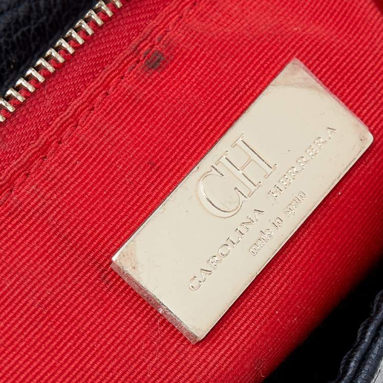 Pre Owned Carolina Herrera Black Leather Chain Flap Shoulder Bag