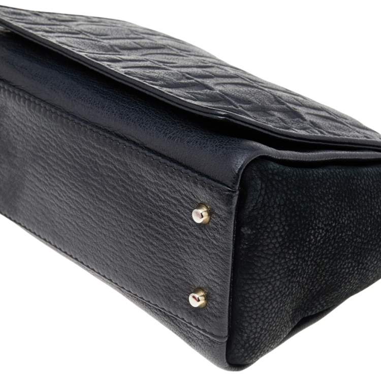 Pre Owned Carolina Herrera Black Leather Chain Flap Shoulder Bag