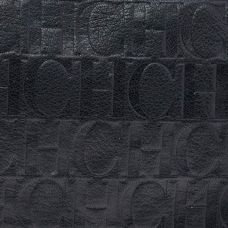 Pre Owned Carolina Herrera Black Leather Chain Flap Shoulder Bag