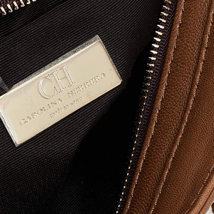 Pre Owned Carolina Hererra Brown Leather Fringe Chain Shoulder Bag