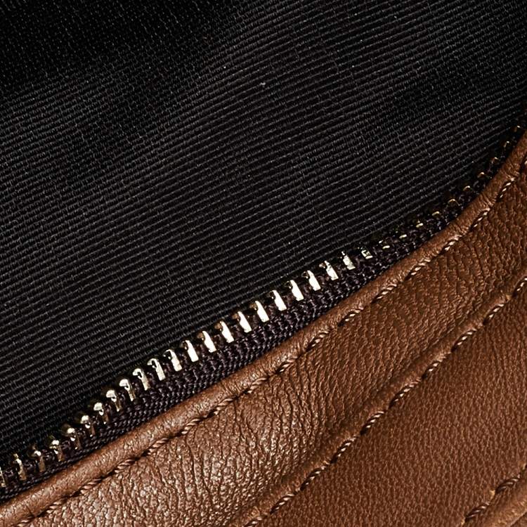 Pre Owned Carolina Hererra Brown Leather Fringe Chain Shoulder Bag