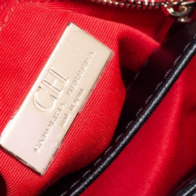 Pre Owned Carolina Herrera Black Quilted Leather Tassel Chain Shoulder Bag