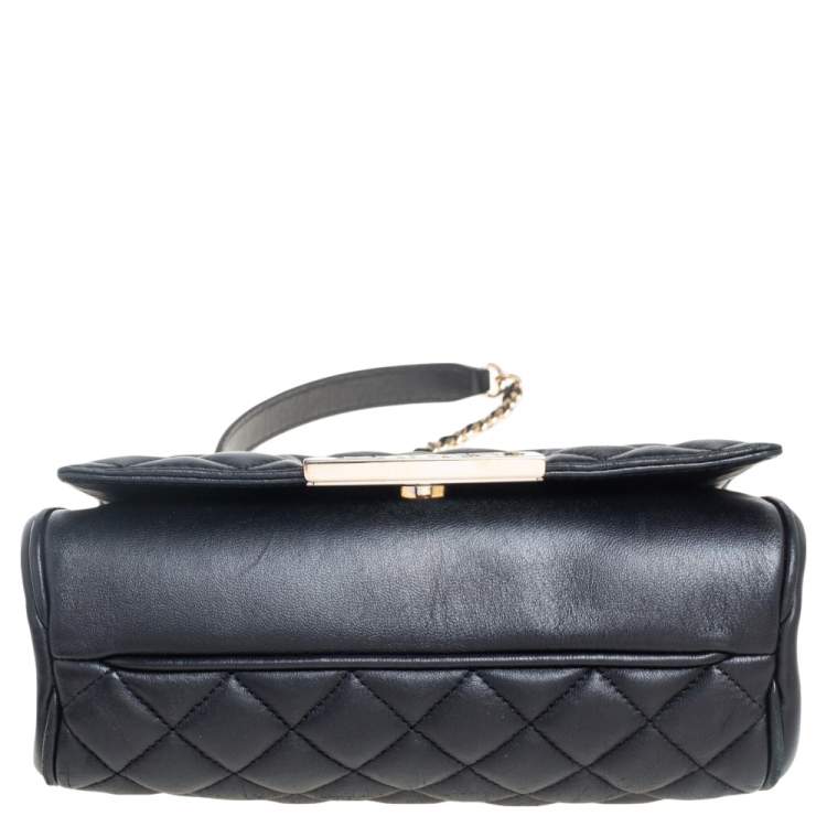 Pre Owned Carolina Herrera Black Quilted Leather Tassel Chain Shoulder Bag