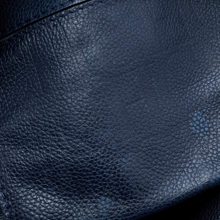 Pre Owned Carolina Herrera Navy Blue Leather Minuetto Top Handle Bag