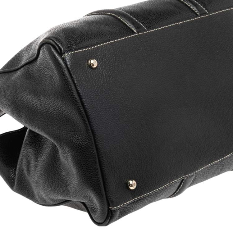 Pre Owned Carolina Herrera Black Leather Large Matteo Tote