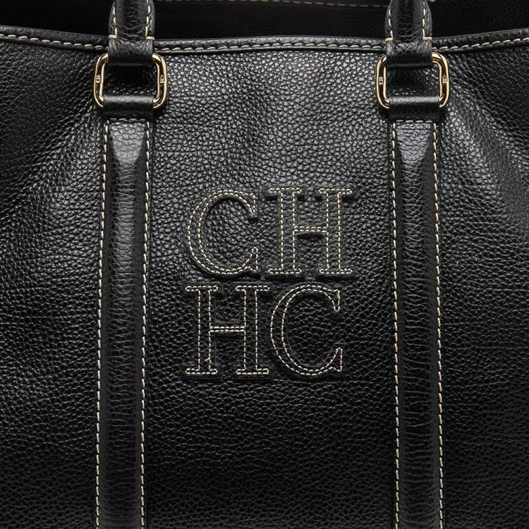 Pre Owned Carolina Herrera Black Leather Large Matteo Tote