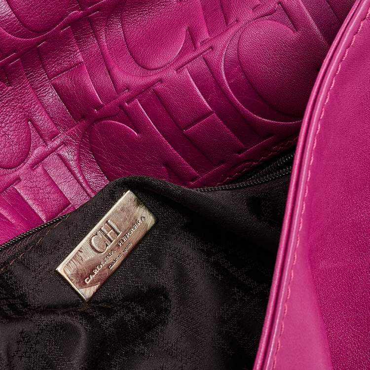 Pre Owned Carolina Herrera Hot Pink Leather New Baltazar Shoulder Bag