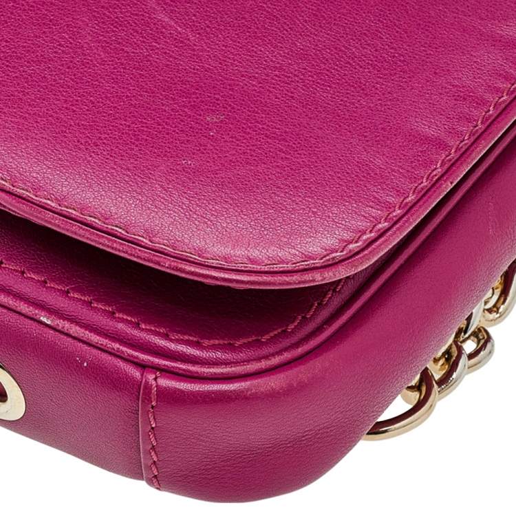 Pre Owned Carolina Herrera Hot Pink Leather New Baltazar Shoulder Bag