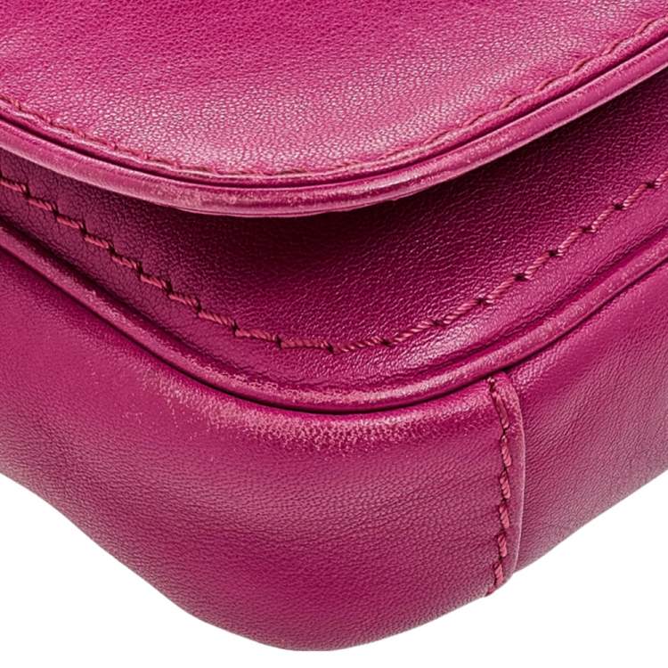 Pre Owned Carolina Herrera Hot Pink Leather New Baltazar Shoulder Bag