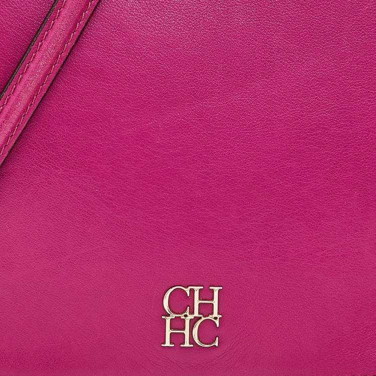 Pre Owned Carolina Herrera Hot Pink Leather New Baltazar Shoulder Bag