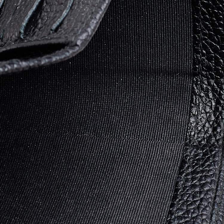 Pre Owned Carolina Herrera Black Leather Trifold Compact Wallet