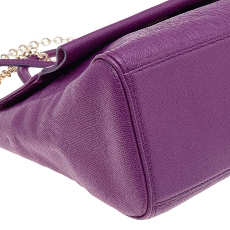 Pre Owned Carolina Herrera Purple Monogram Embossed Leather Minuetto Top Handle Bag