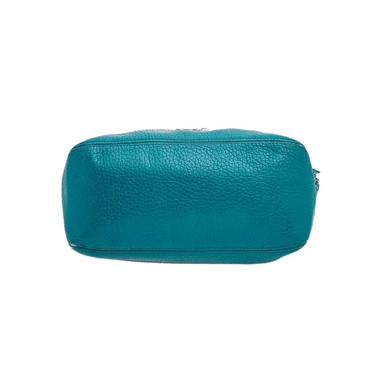 Pre Owned Carolina Herrera Dark Green Leather Tassel Zip Tote