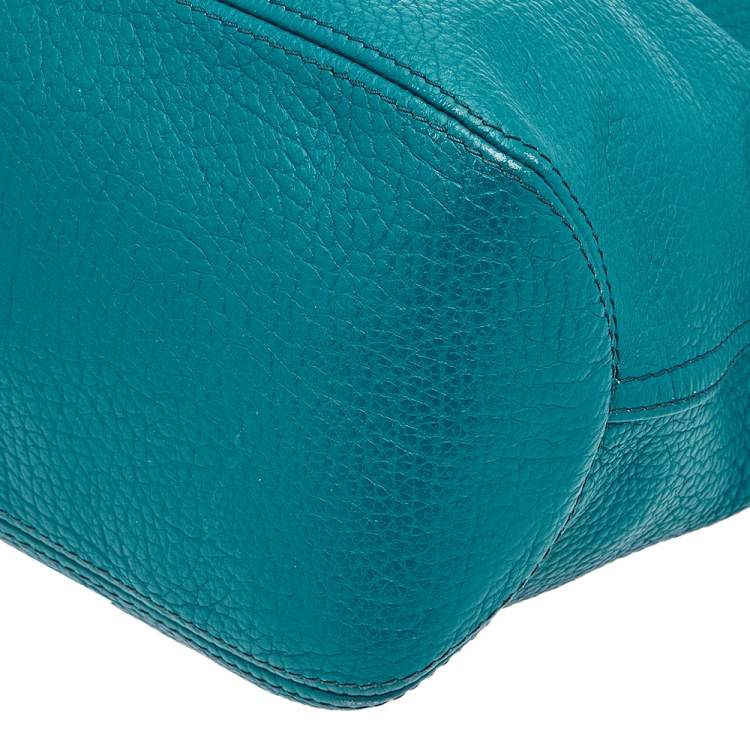 Pre Owned Carolina Herrera Dark Green Leather Tassel Zip Tote