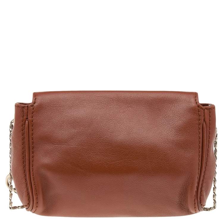 Pre Owned Carolina Herrera Brown Leather Crossbody Bag