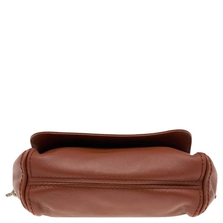 Pre Owned Carolina Herrera Brown Leather Crossbody Bag