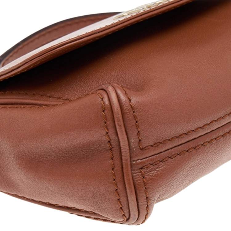 Pre Owned Carolina Herrera Brown Leather Crossbody Bag