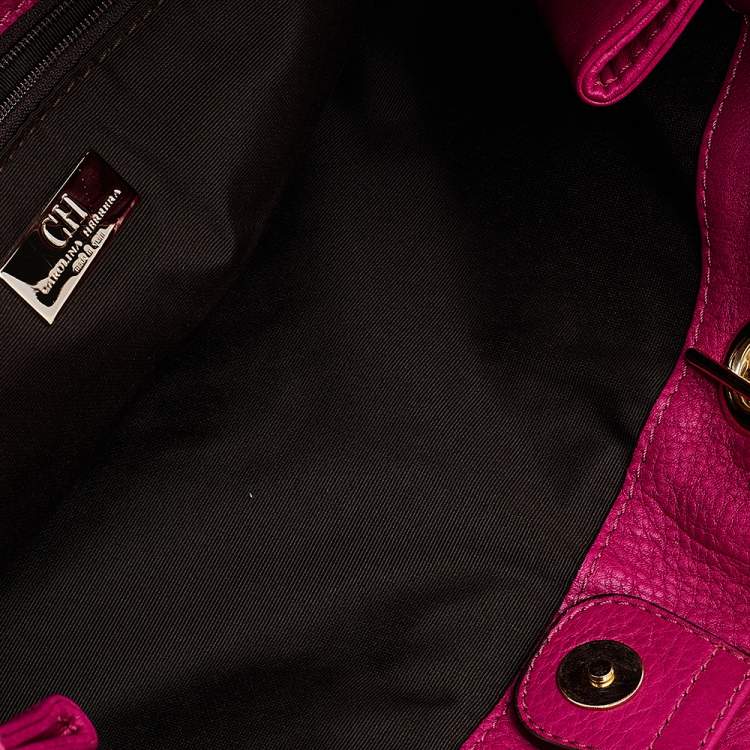 Pre Owned Carolina Herrera Pink Monogram Embossed Leather Audrey Tote