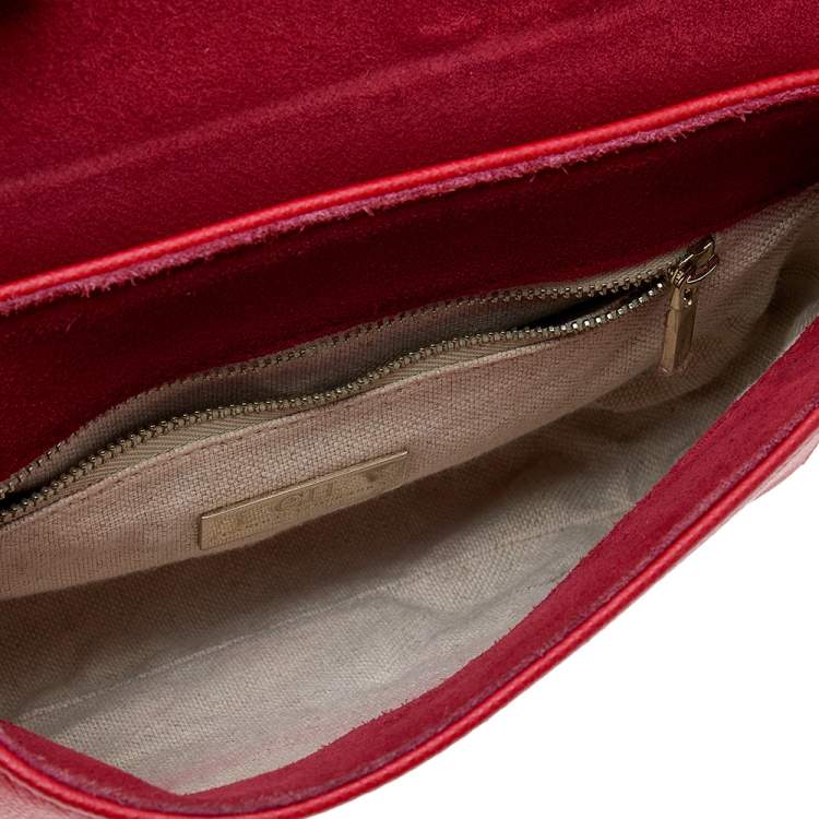 Pre Owned Carolina Herrera Red Leather Flap Shoulder Bag