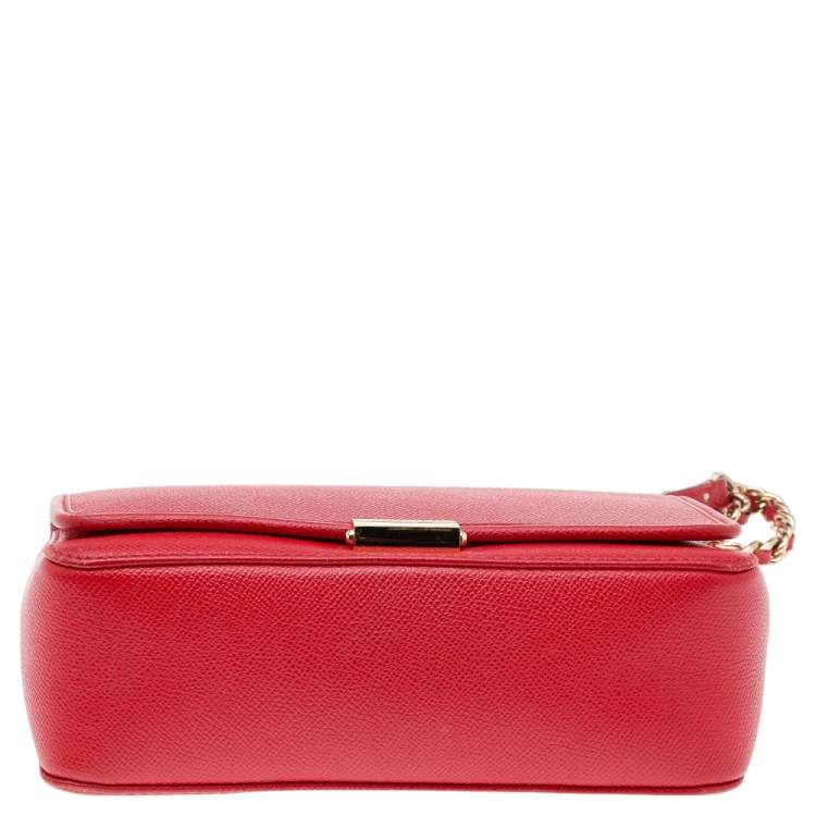 Pre Owned Carolina Herrera Red Leather Flap Shoulder Bag