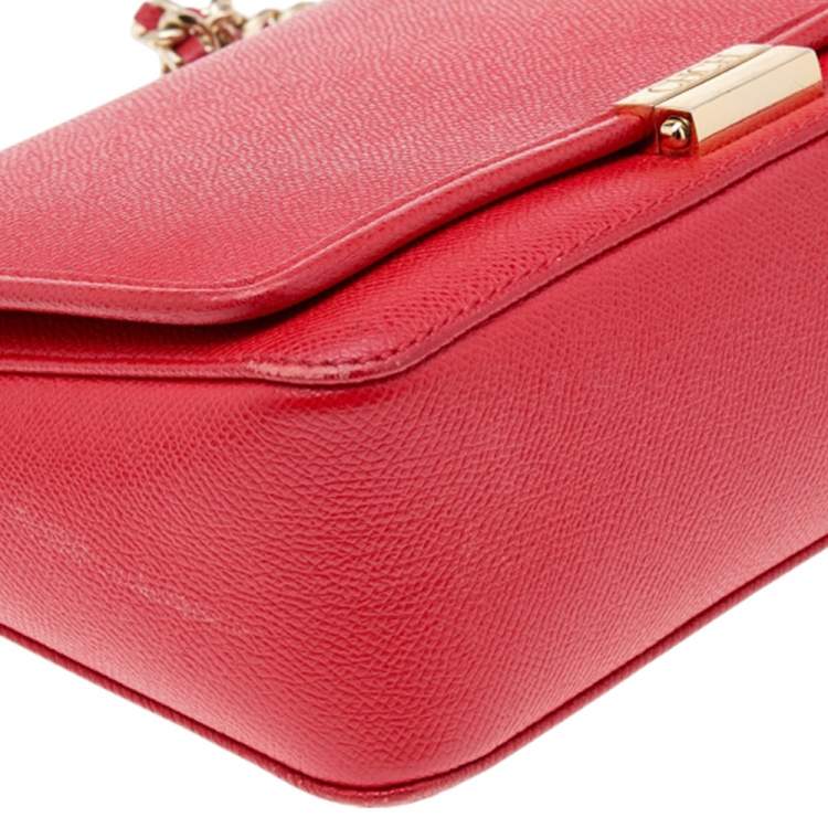 Pre Owned Carolina Herrera Red Leather Flap Shoulder Bag