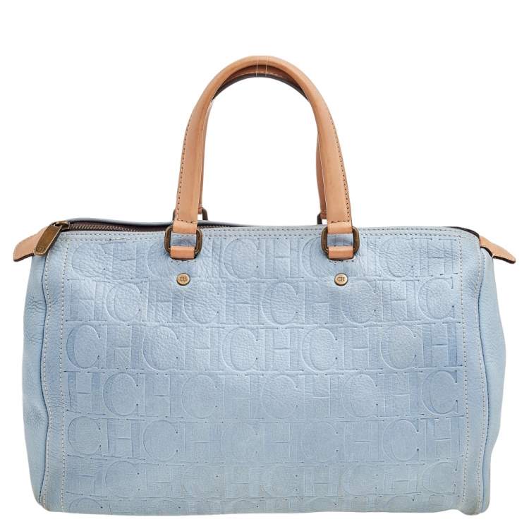 Carolina Herrera Blue Leather Andy Boston Bag