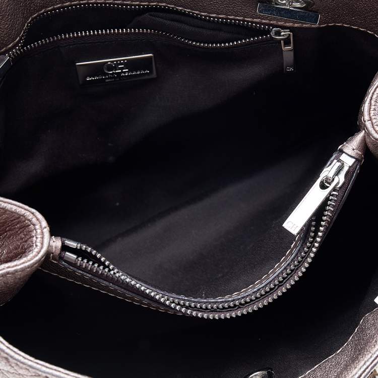 Pre Owned Carolina Herrera Metallic Rose Gold Micro Quilted Leather Chain Tote