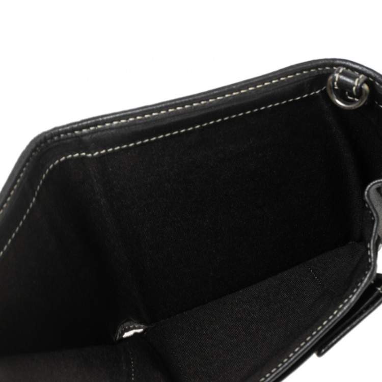 Pre Owned Carolina Herrera Cream/Black Signature Canvas Leather Trifold Wallet