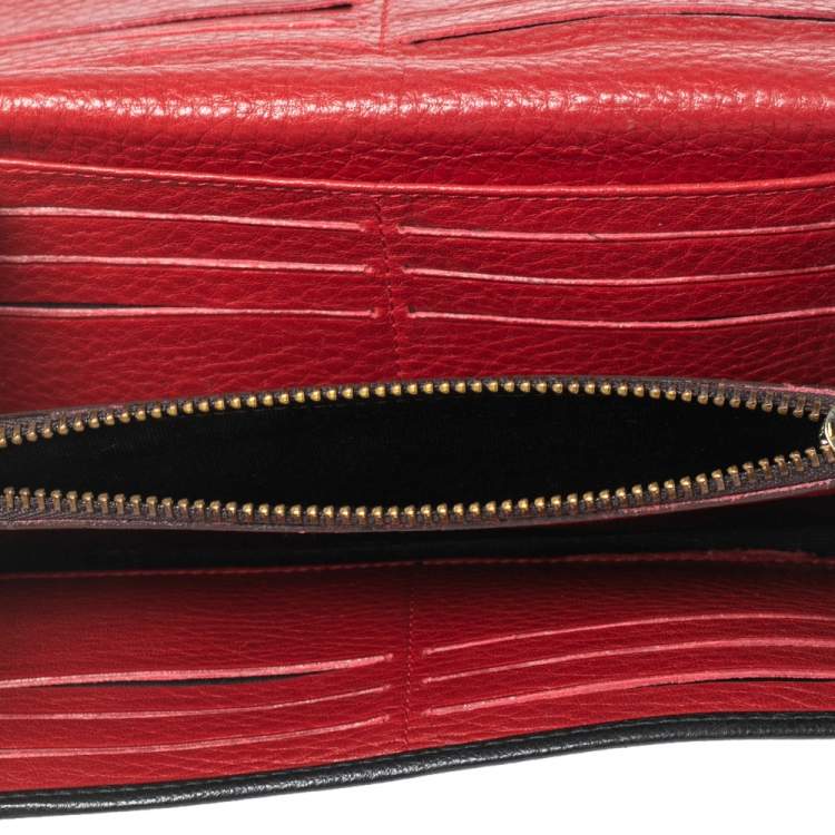 Pre Owned Carolina Herrera Black Monogram Embossed Leather Flap Continental Wallet