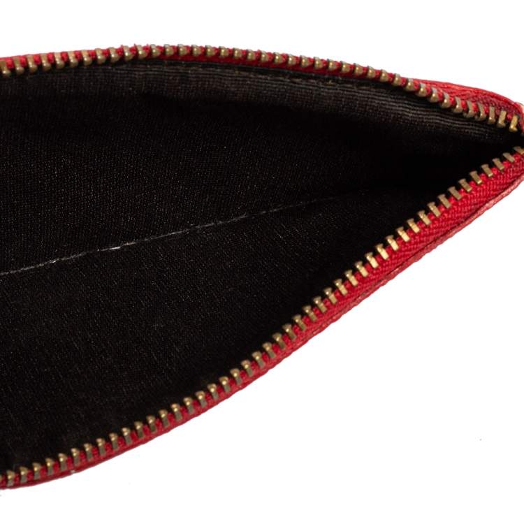 Pre Owned Carolina Herrera Beige/Red Monogram Coated Canvas and Leather Continental Wallet