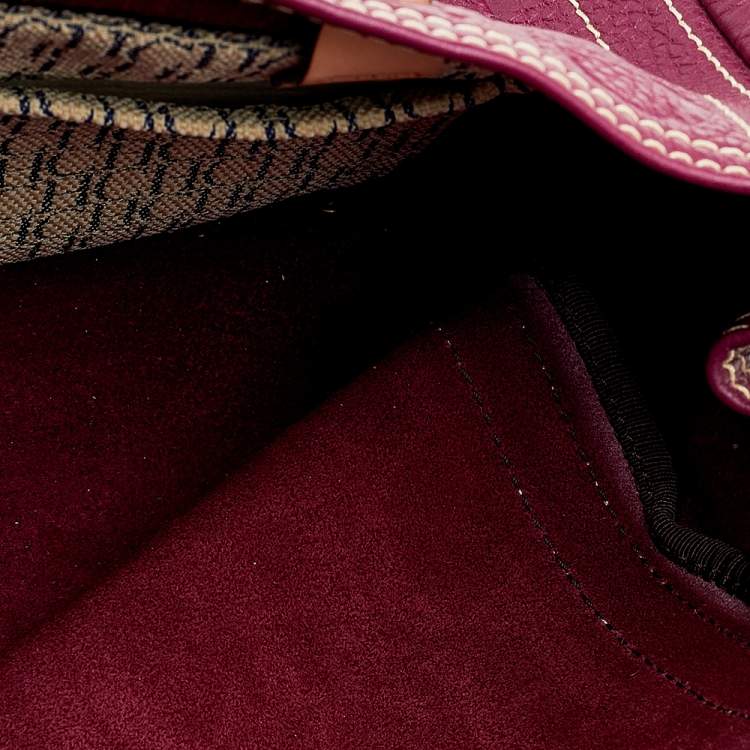 Pre Owned Carolina Herrera Purple Monogram Embossed Leather Andy Tote