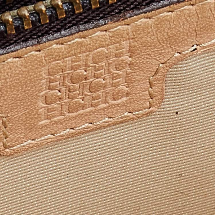 Pre Owned Carolina Herrera Blue Monogram Embossed Leather Zip Around Wallet