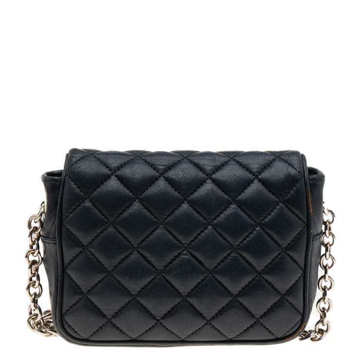 Pre Owned Carolina Herrera Black Quilted Leather Chain Shoulder Bag