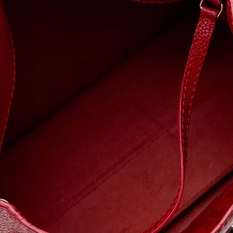 Pre Owned Carolina Herrera Red Leather Minuetto Flap Top Handle Bag
