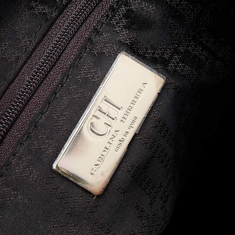 Pre Owned Carolina Herrera Orange Leather Zip Chain Hobo