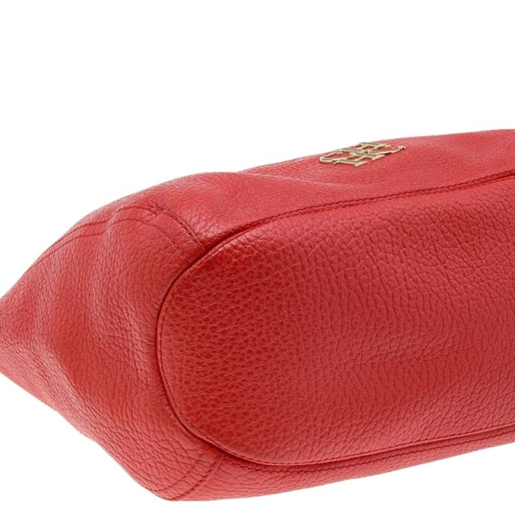 Pre Owned Carolina Herrera Orange Leather Zip Chain Hobo