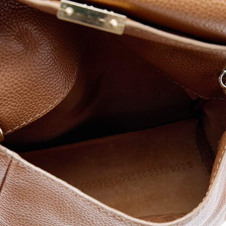 Pre Owned Carolina Herrera Brown Leather Minuetto Top Handle Bag