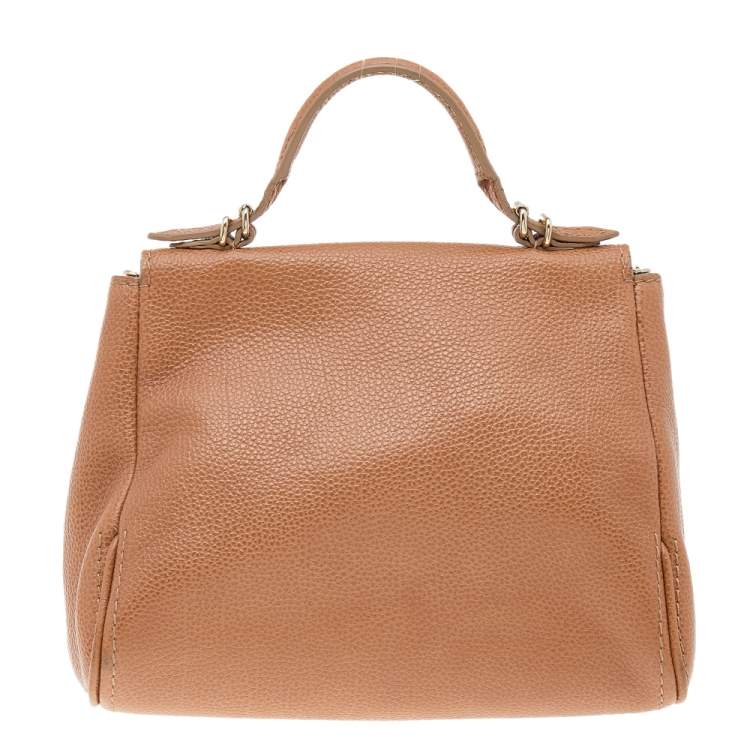 Pre Owned Carolina Herrera Brown Leather Minuetto Top Handle Bag