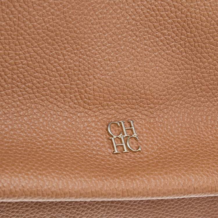 Pre Owned Carolina Herrera Brown Leather Minuetto Top Handle Bag