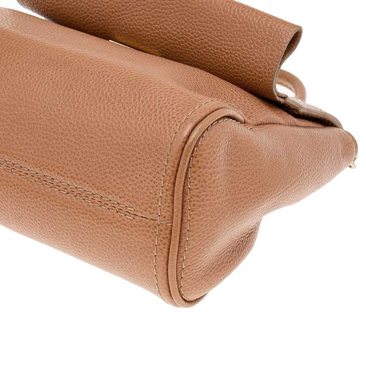 Pre Owned Carolina Herrera Brown Leather Minuetto Top Handle Bag