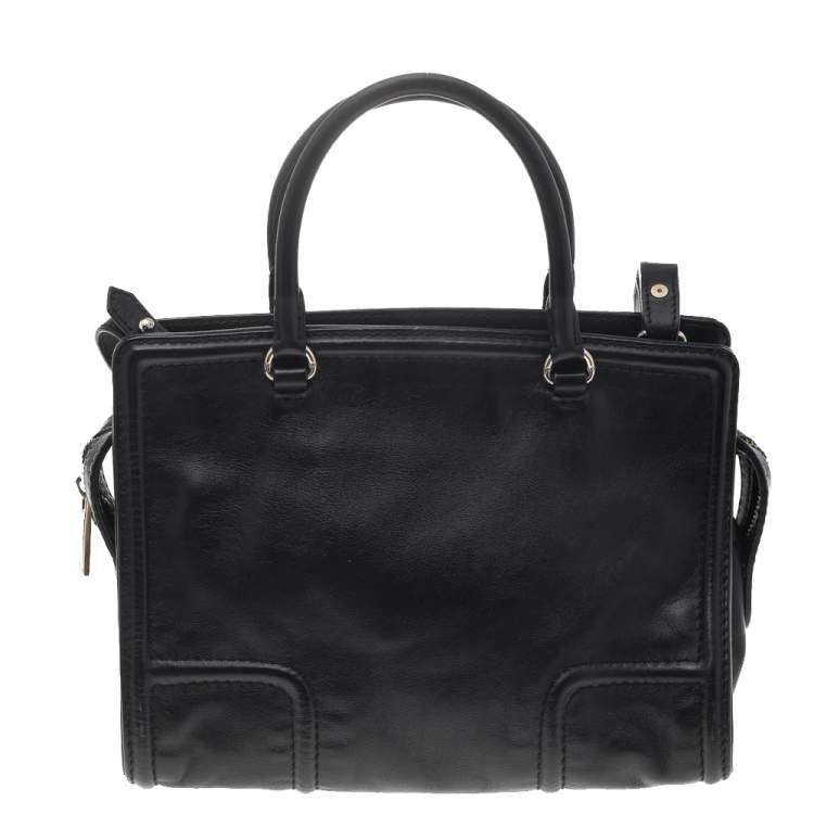 Pre Owned Carolina Herrera Black Leather CHCH Logo Tote