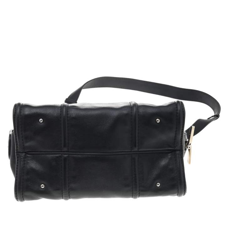 Pre Owned Carolina Herrera Black Leather CHCH Logo Tote