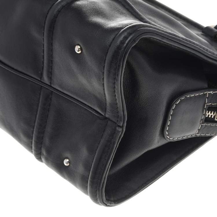 Pre Owned Carolina Herrera Black Leather CHCH Logo Tote