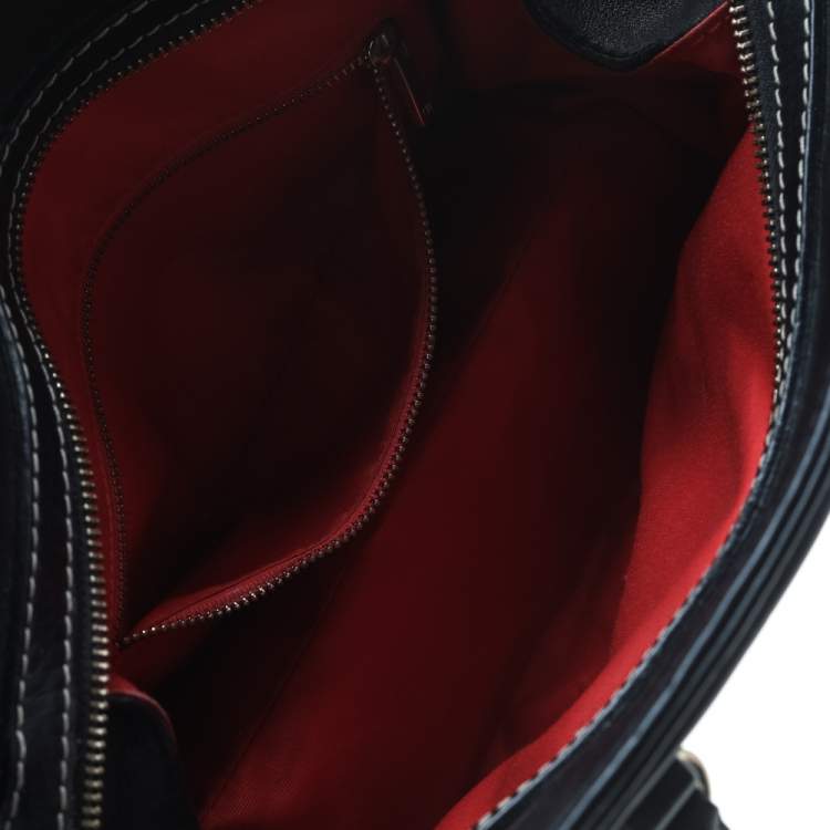 Pre Owned Carolina Herrera Black Leather CHCH Logo Tote