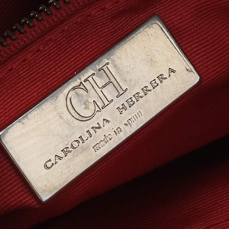 Pre Owned Carolina Herrera Black Leather CHCH Logo Tote