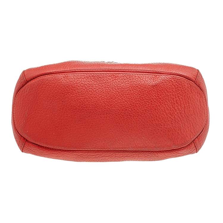 Pre Owned Carolina Herrera Orange Leather Chain Hobo